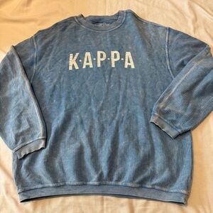 Corded Crew Large Kappa Blue Oversized Sweatshirt ~ College Sorority